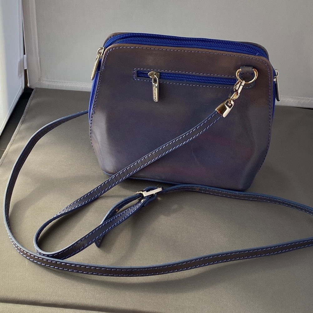 Barberini's Cross-body Purse Italian blue leather